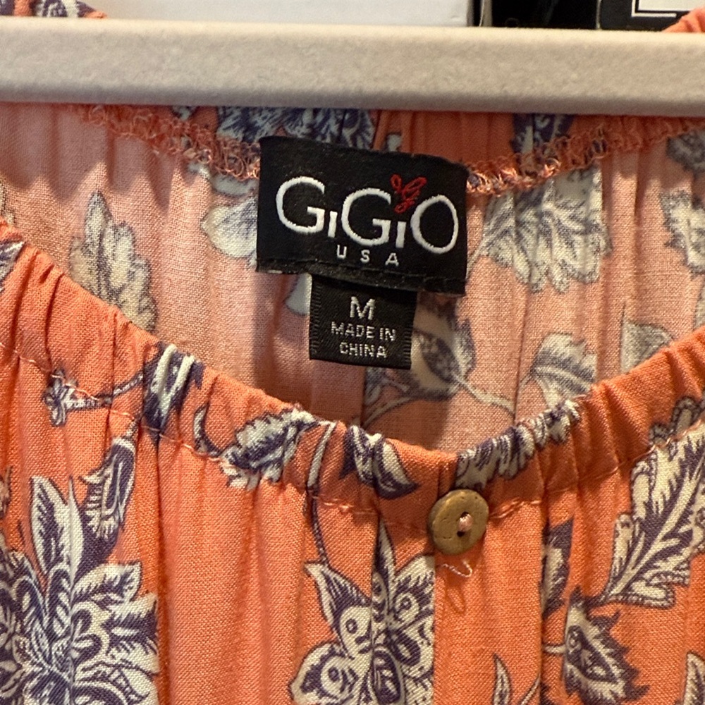 GiGiO Women's Floral Maxi Dress - Orange and White